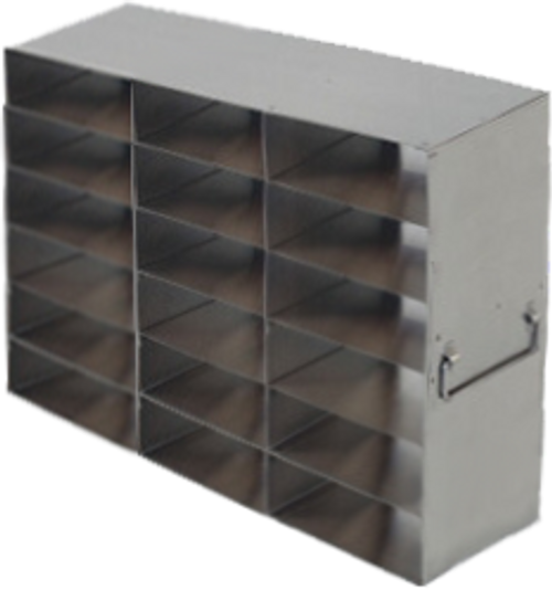 stainless steel laboratory freezer rack for 100 place plastic hinged lid cryo boxes three deep by six high 
