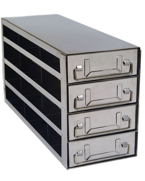 stainless steel laboratory freezer drawer rack for 2 inch cryo boxes three deep by four high 