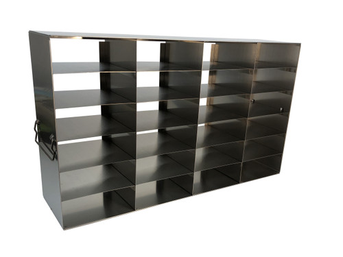 [A-FR-2-24] stainless steel laboratory freezer rack for 2 inch cryo boxes 24 boxes in a 6 tall by 4 deep configuration 