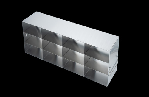 [A-FR-3T-12] stainless steel laboratory freezer rack for 3 inch cryo boxes 12 boxes in a four deep by three high configuration 