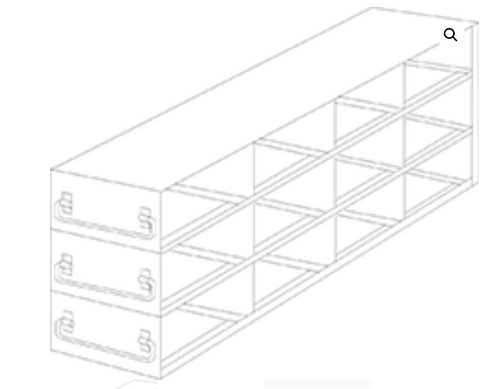 [FR-DRW-2-12L] stainless steel laboratory freezer drawer rack for 2 inch cryo boxes four deep by three high